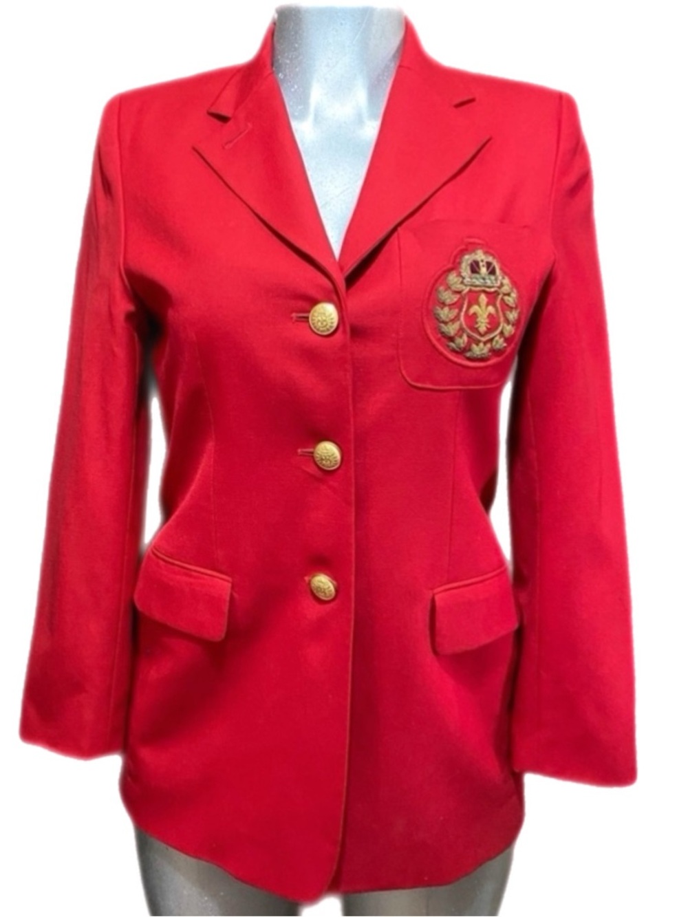 Vintage Embassy Row Wool Preppy Sports Blazer 3 Button Crest Emblem Academia 6P